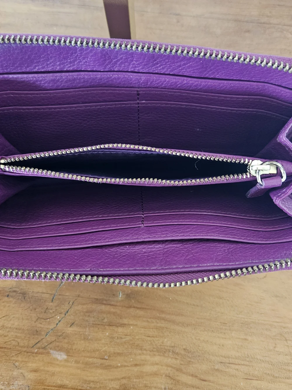 Tory Burch Magenta Leather Zip-Around Wallet with Gold Logo